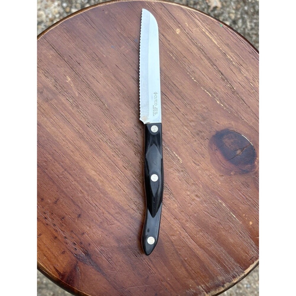 Cutco 3721 KJ Knife Brown Handle Santoku Style 5 inch Blade Trimmer Serrated